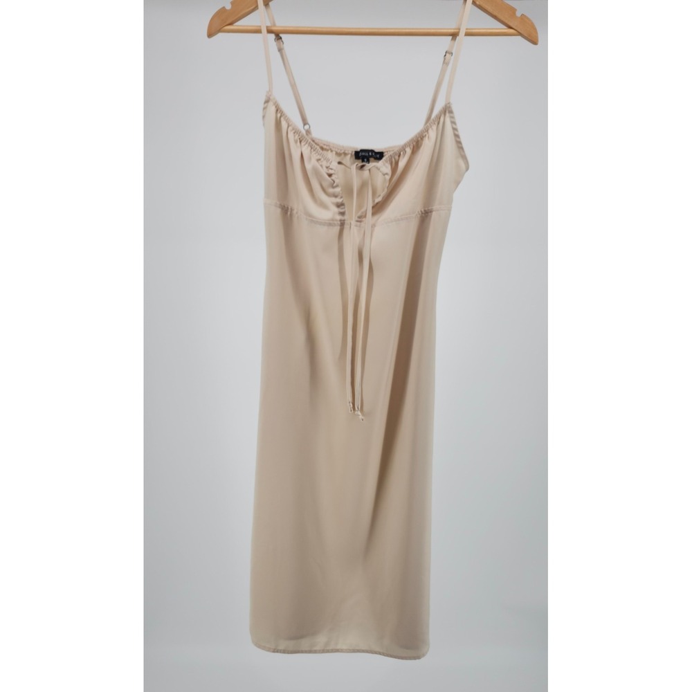 Kendall & Kylie Beige Slip Dress Cinched Bust Side Slit Tan 90s Y2K Small